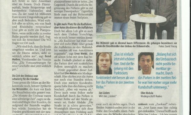 WZMOBIL gestern auf der Birkenstraße, positive Resonanz nach Umbau